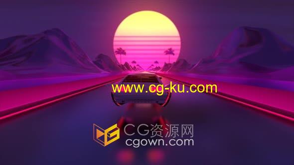 4K视频素材-赛博朋克汽车飞行背景街机艺术DJ霓虹灯场景VJ素材的图片1