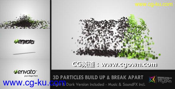 AE模板- 三维粒子汇聚成标志演绎Videohive 3D Particles Logo Build Up & Break Apart Intro的图片1