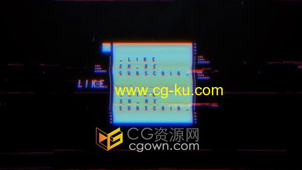 PR模板-Glitch Intro抽象像差坏信号数字失真错误故障视频片头的图片1