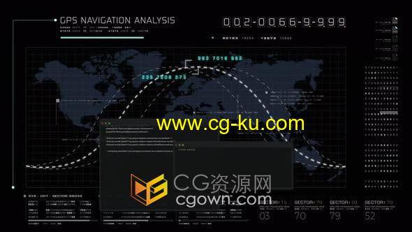 视频素材-未来派全球卫星GPS通信网络宽带互联网连接地图背景素材的图片1