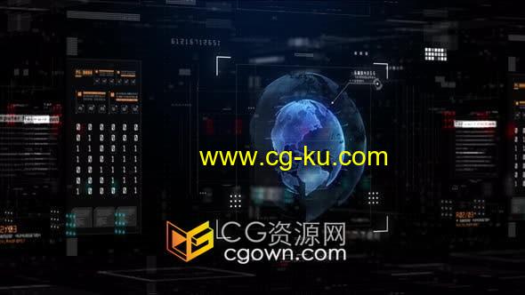 技术网络数据连接数字网络安全HUD未来全球背景4K视频素材的图片1