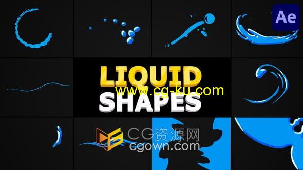 AE模板-Liquid Shapes 10组液体形状卡通水流体图形MG动画的图片1