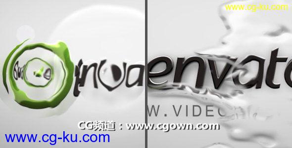 水滴波纹标志演绎效果Videohive Abstract Water Drops Logo Reveal AE模板的图片1