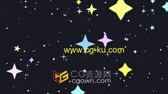 卡通五颜六色金光闪闪的星星划过天空穿越星辰视频素材的图片1