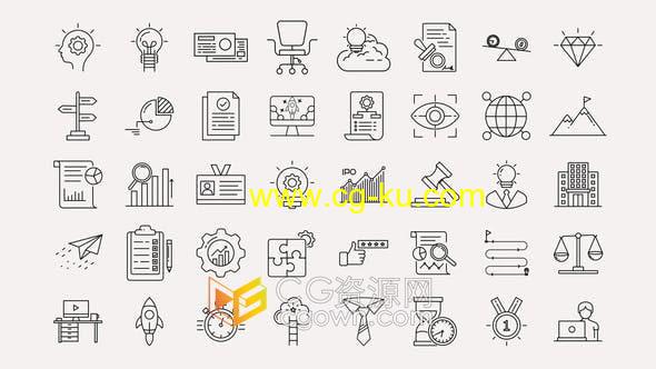 AE模板- Business & Startup Line Icons 40组图标动画的图片1