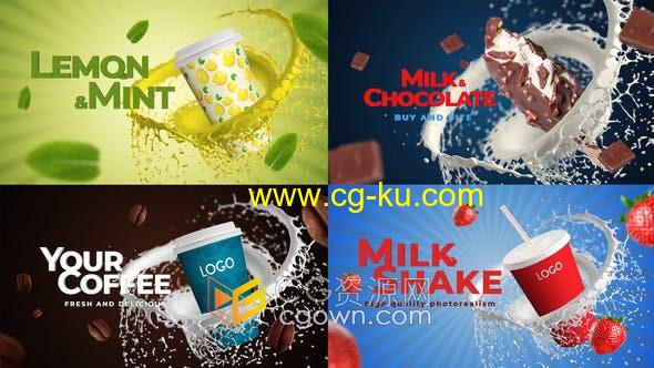 AE模板-冰淇淋咖啡苏打水奶茶饮料食物宣传广告片视频的图片1