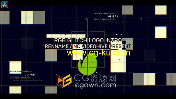 Resolve模板-RGB故障正方形图形动画标志介绍视频片头的图片1