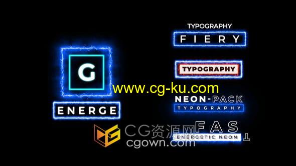 AE模板-5组霓虹灯闪电能量电流效果视频字幕标题动画的图片1