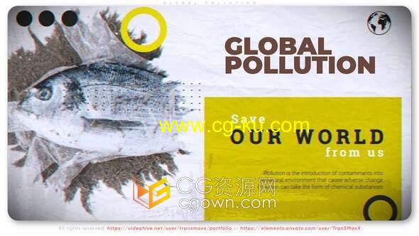 AE模板-全球污染世界问题关注变暖污染塑料宣传介绍视频的图片1