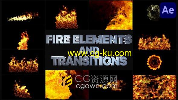 12组VFX燃烧火焰效果与转场动画合成特效视频素材-AE模板的图片1