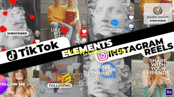 AE模板TikTok抖音instagram手机移动端社交网络小视频标题元素的图片1