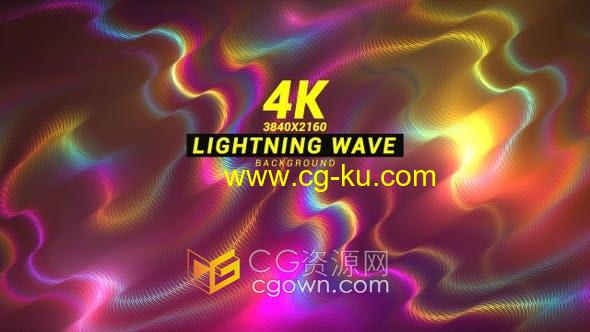4k抽象轻轻旋转彩色渐变金属波闪电波动画视频素材的图片1