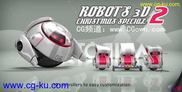 3D机器人圣诞送礼Videohive Robots 3D Christmas Special II AE模板的图片1