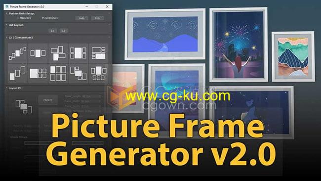 Picture Frame Generator v2.0 3ds Max插件创建三维照片相框自动生成器的图片1