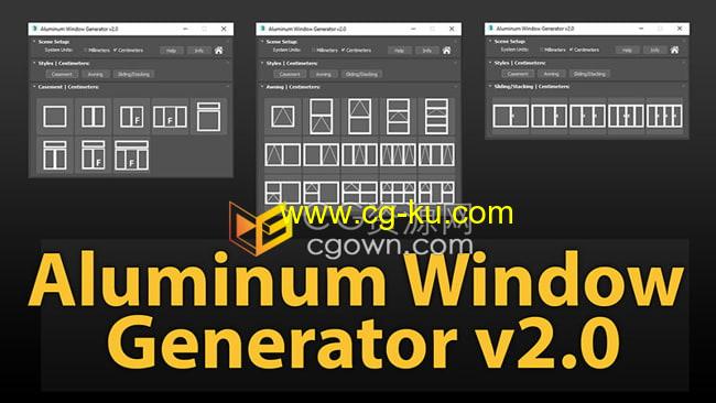 Aluminum Window Generator v2.0 3ds Max插件自动创建三维铝材窗户生成器的图片1