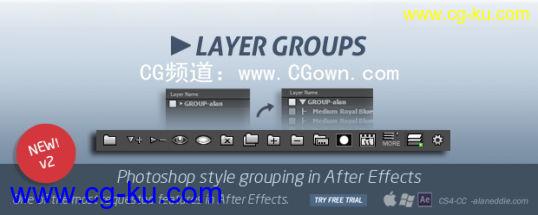 AE 图层分组脚本Aescripts Layer Groups v2.0的图片1