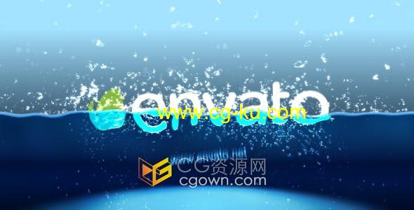 AE模板-品牌LOGO快速落水半漂浮于水面水溅标志动画的图片1