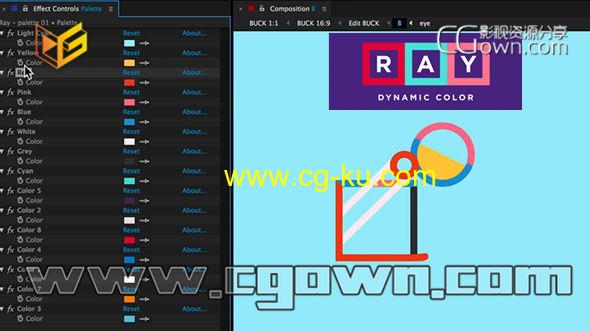 Ray Dynamic Color v2.5.10 AE脚本智能色彩搭配MG动画工具的图片1