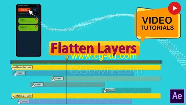 Flatten Layers v1.2.0 AE脚本多个图层组合自动生成PNG序列代理提高预览速度的图片1