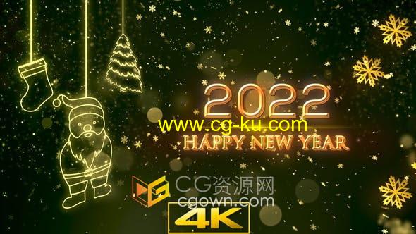 视频素材-2022年圣诞新年晚会派对酒吧午夜开场主题背景的图片1