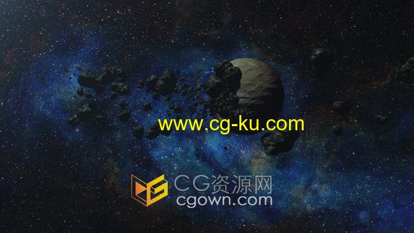 死亡星球镂空围绕碎石太空星系背景视频素材下载的图片1