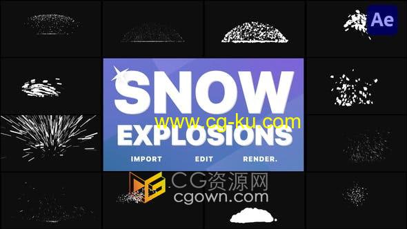 AE模板-12组卡通手绘飞舞雪球爆炸雪花雪堆元素动画Snow Explosions的图片1