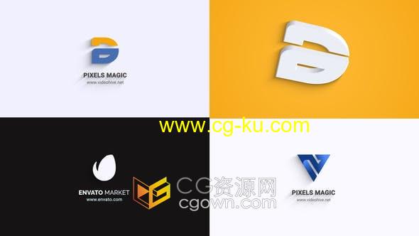 AE模板-简单实用翻转3D标志LOGO动画的图片1