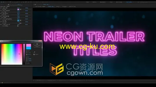 AE标题模板超现代霓虹发光预告片标题文本动画的图片1