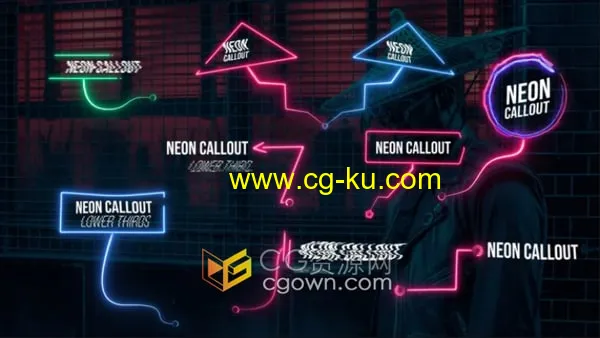 PR模板-超酷的霓虹灯呼出文本动画Neon Call Outs重要人物产品和地点介绍的图片1