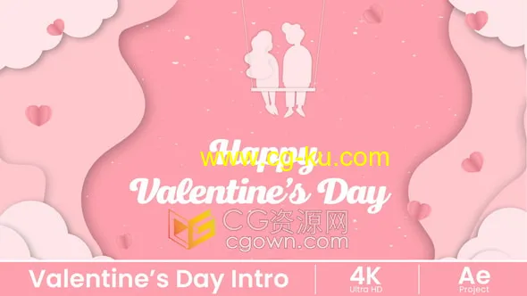 AE情人节快乐模板粉色浪漫视频片头Valentines Day Holidays的图片1