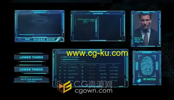 高科技全息图形UI界面HUD动画元素AE模板的图片1