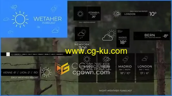 AE模板-气候报告天气预报各种天气图标元素的图片1