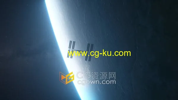 在地球上空运行国际空间站剪影场景动画视频素材4K分辨率的图片1