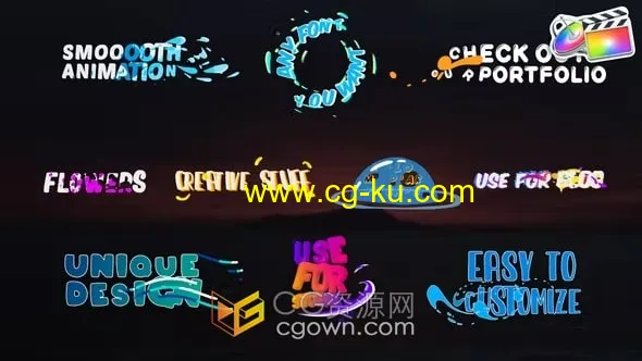 Colorful Liquid Titles FCPX插件10组卡通多彩MG动画文字标题字幕 支持M1的图片1