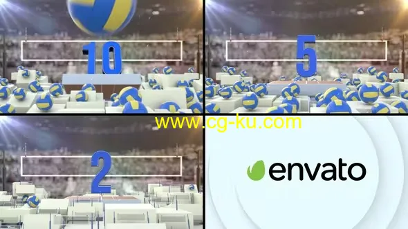 3D立方体翻转动画排球比赛大学体育联赛倒计时片头AE模板的图片1