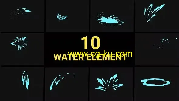 10个卡通水元素制作快节奏社交媒体动态水动画AE模板的图片1
