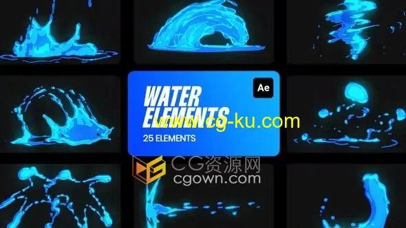 25个卡通fx水元素制作社交媒体水特效动画AE模板的图片1