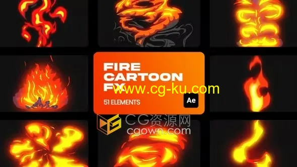51个卡通动画效果火焰视觉特效漫画风燃烧爆炸火焰VFX元素AE模板的图片1
