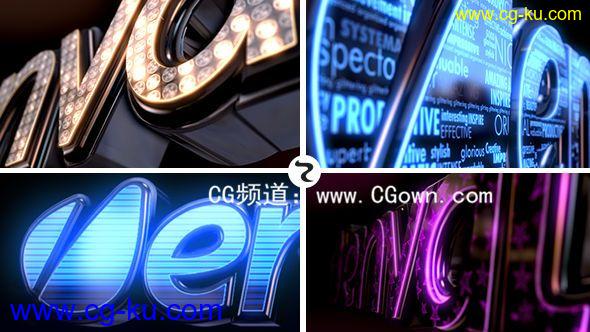 绝对华丽红霓虹灯标志演绎片头Videohive  LED Logo AE模板的图片1