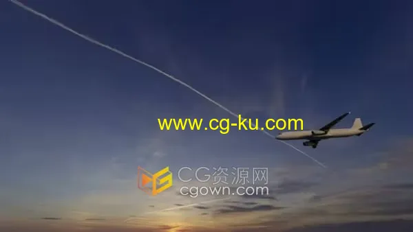 4K分辨率飞机在日落背景起飞视频素材下载的图片1