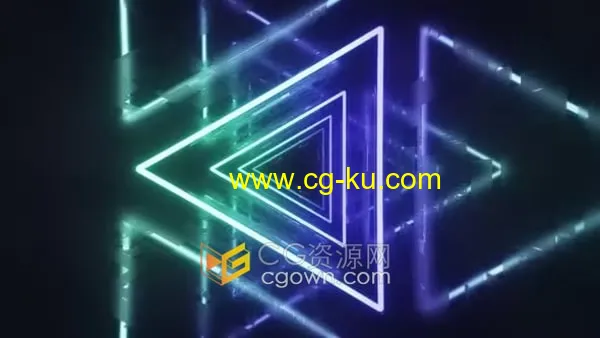 4K霓虹灯三角形隧道环动画VJ素材背景视频的图片1