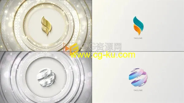 AE标志模板-高级感闪光金色光泽LOGO动画浪漫婚礼高端晚会片头的图片1