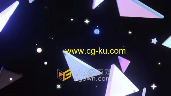 环状光泽三角形和星星飞舞动画舞台LED背景视频素材的图片1