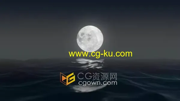 海洋与月亮晚上风景视频素材4K分辨率的图片1