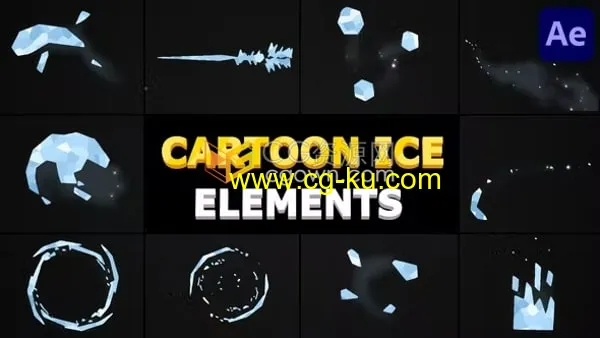 AE图形动画模板卡通冰雪冰柱冰元素Cartoon Ice Elements的图片1