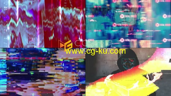 AE转场模板-170个赛博朋克风vhs像素损坏独特故障效果Glitch Transitions Pack的图片1