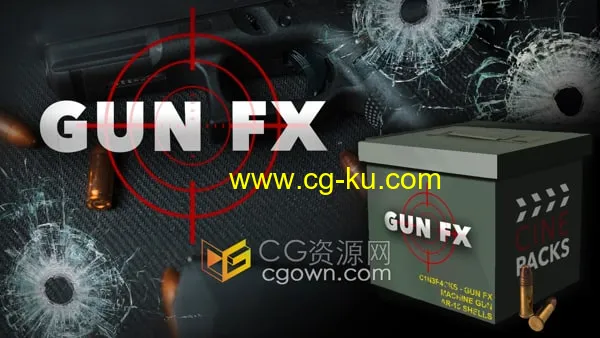 Gun FX 枪口特效效果3D枪动画射击闪光弹孔外壳视觉合成4K视频素材的图片1