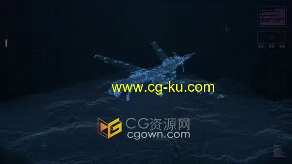 军事军用无人机HUD动画平显扫描AI技术4K分辨率视频素材的图片1
