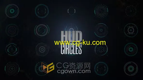 AE模板-HUD Circles高科技数字显示器全息图标科幻界面20个独特元素的图片1