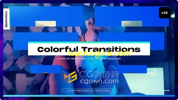 AE转场模板-支持高达8K多彩拖放过渡Colorful Transitions的图片1